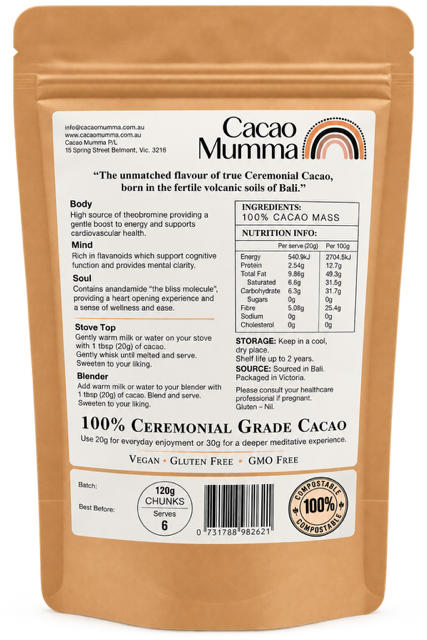 Ceremonial Cacao Chunks - 120g bag